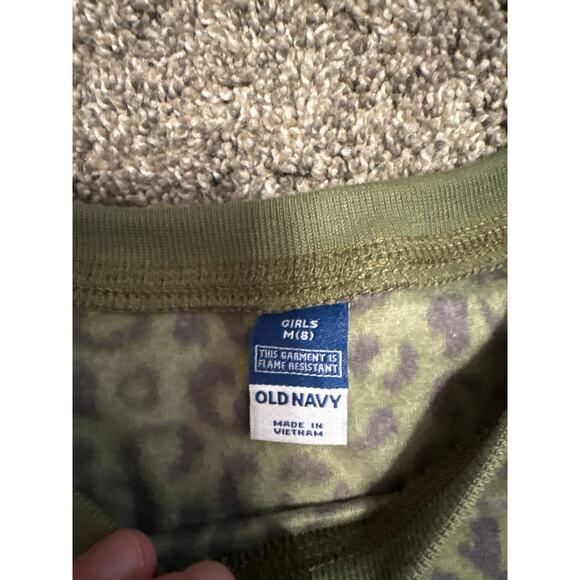 NWT Old Navy Girls Fleece Jogger Set Green Cheetah Print Girl's Size M (8) - Picture 2 of 4